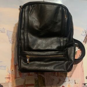 Elegant Black Leather Men's Backpack